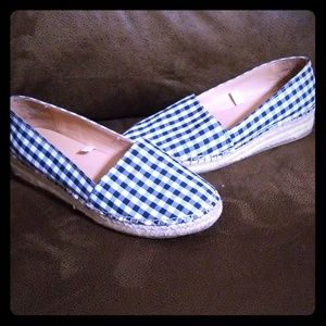 **SOLD** Merona Plaid Wedge Espadrilles.